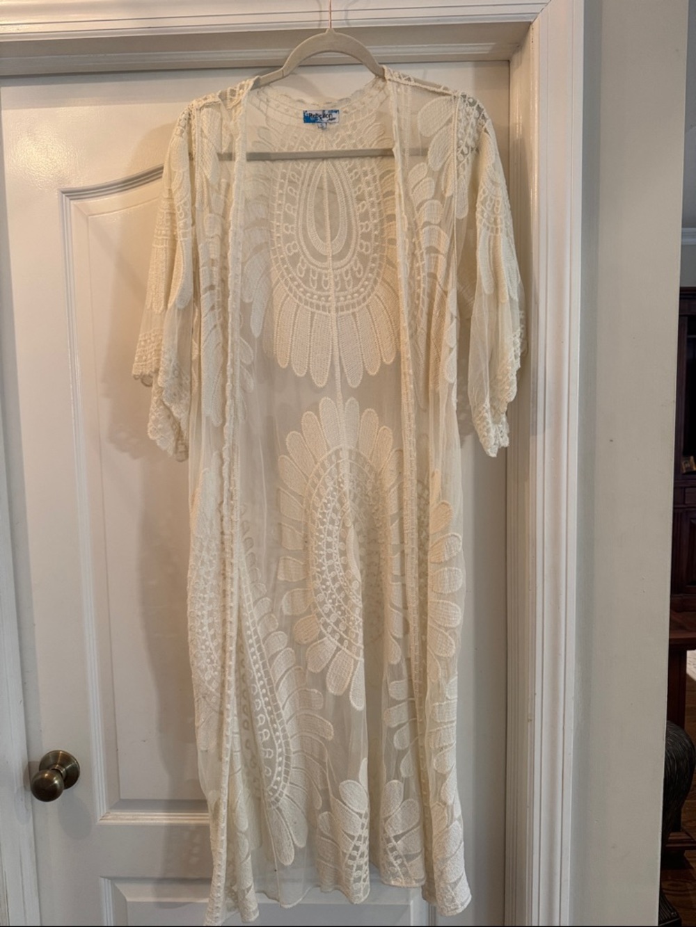 Cream Lace Duster Kimono